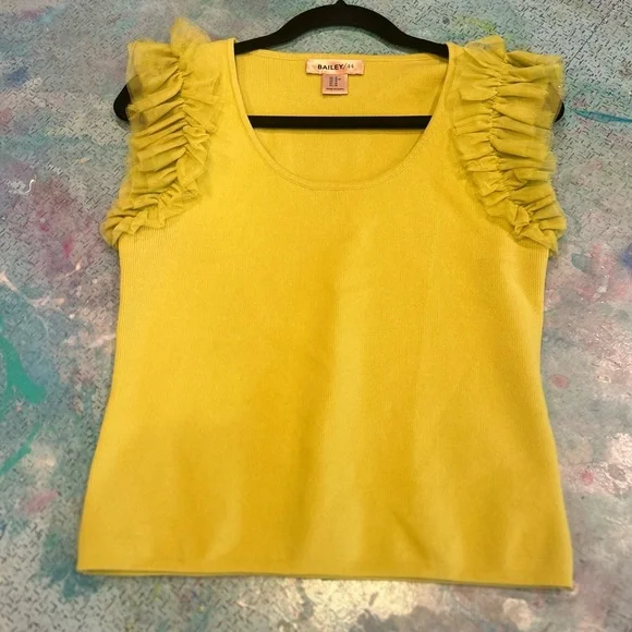 Chartreuse Ruffles Top - Picture 2 of 9